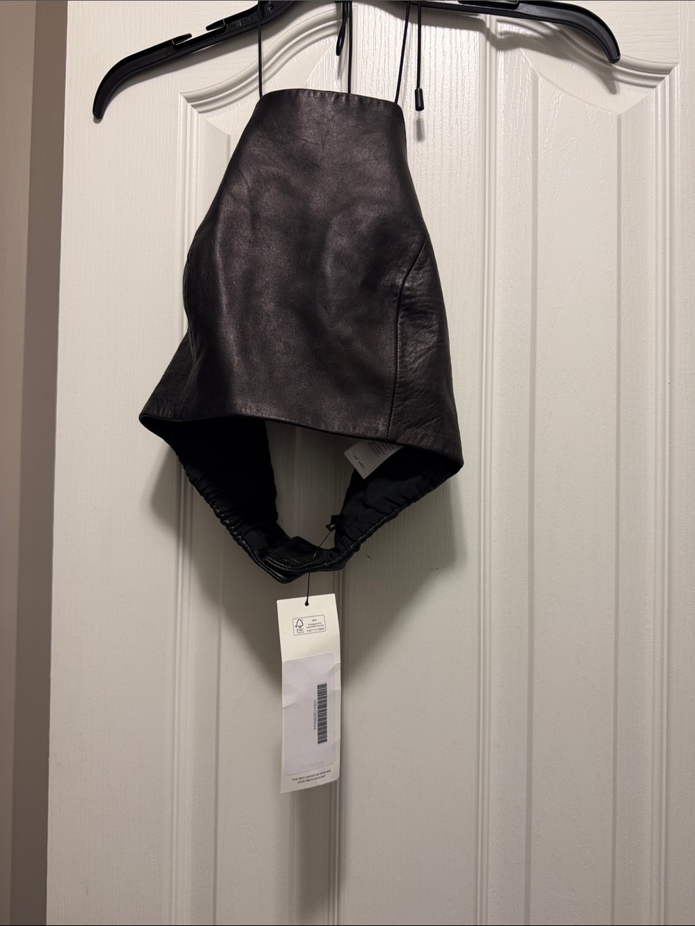 rag & bone Black Leather Halter Crop Top